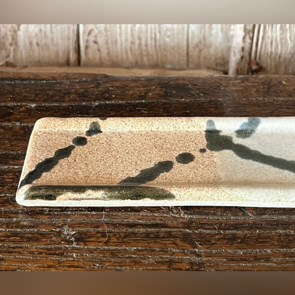 Butter Server / Sled LEN LINDSAY Signed Stoneware Glazed Pottery Vintage 80s - Picture 6 of 11